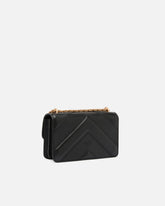Τσάντα ώμου Mini Love Bag One από δέρμα και nappa με σχέδιο ζιγκ-ζαγκ και τριπλή αλυσίδα - Μαύρο | Pinko
