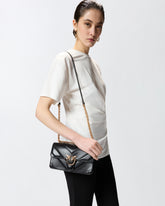 Mini Love Bag One shoulder bag in chevron leather and nappa with triple chain - | Pinko