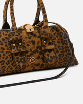 Wildleder-Handtasche mit Makula-Muster - Multicolor Braun-Schwarz | Pinko