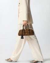 Suede handbag with macula print - | Pinko