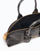 Medium crocodile-print leather bag with gold polka dots - | Pinko