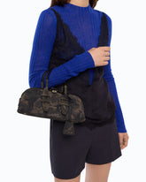 Escape Bag Horizontal small handbag in suede with camouflage print - Military Green | Pinko