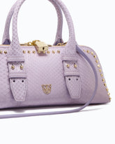 Medium leather bowling bag with studs PINKO Galleria - Trasparente | Pinko