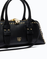 Medium leather bowling handbag with studs PINKO Galleria - | Pinko