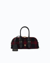Borsa a mano piccola Escape Bag Horizontal in tweed e pelle - Multicolor Nero-Rosso | Pinko