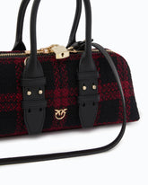 Borsa a mano piccola Escape Bag Horizontal in tweed e pelle - Multicolor Nero-Rosso | Pinko