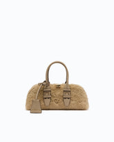 Borsa a mano piccola Escape Bag Horizontal effetto teddy con dettagli in pelle - | Pinko