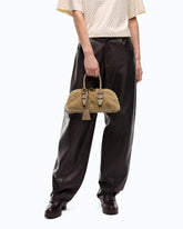 Escape Bag Horizontal small handbag in teddy-effect fabric with leather details - | Pinko