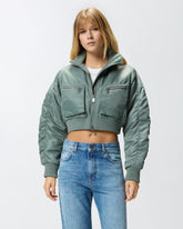 Short technical satin bomber jacket - | Pinko