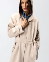 Long double cloth coat with belt - | Pinko