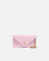 Small smooth leather envelope clutch bag with Love Birds logo - Light Pink | Pinko