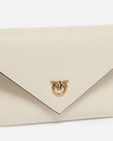 Kleine Beuteltasche aus glattem Leder mit Logo Love Birds - Weiß | Pinko