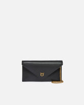 Petite pochette enveloppe en cuir lisse à logo Love Birds - Noir | Pinko