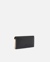 Small smooth leather envelope clutch bag with Love Birds logo - Black | Pinko