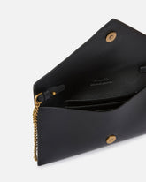 Small smooth leather envelope clutch bag with Love Birds logo - Black | Pinko