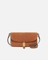 Borsa a spalla media Saddle Flat in suede - Marrone | Pinko
