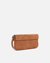 Borsa a spalla media Saddle Flat in suede - Marrone | Pinko