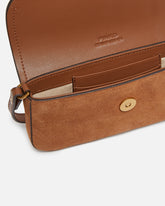 Borsa a spalla media Saddle Flat in suede - Marrone | Pinko