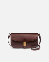 Borsa a spalla media Saddle Flat in pelle - Burgundy | Pinko