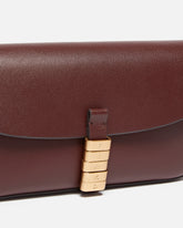Saddle Flat medium shoulder bag in leather - Burgundy | Pinko