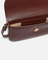 Borsa a spalla media Saddle Flat in pelle - Burgundy | Pinko