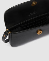 Mittlere Schultertasche Saddle Flat aus Leder - Schwarz | Pinko