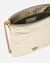 Borsa a mano secchiello piatto pelle laminata con tracollina - | Pinko