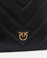 Small flat shoulder pouch in chevron-patterned leather - | Pinko