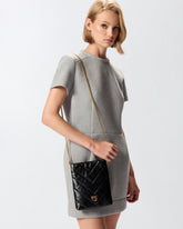 Small flat shoulder pouch in chevron-patterned leather - | Pinko