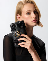 Baby Love Bag Slouchy shoulder bag in leather with jewel flowers - | Pinko