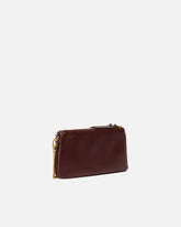 Kleine Umhängetasche Mini Double Bag aus Leder mit Schulterriemen - Burgunder | Pinko