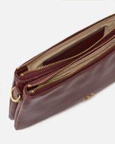 Kleine Umhängetasche Mini Double Bag aus Leder mit Schulterriemen - Burgunder | Pinko