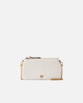 Borsa a tracolla Mini Double Bag piccola in pelle con tracolla - Bianco | Pinko
