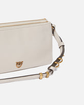 Borsa a tracolla Mini Double Bag piccola in pelle con tracolla - Bianco | Pinko