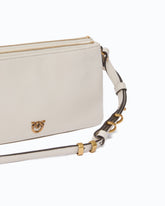 Leather Mini Double Bag with shoulder strap - White | Pinko