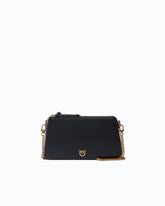Leather Mini Double Bag with shoulder strap - Black | Pinko