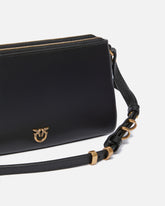 Kleine Umhängetasche Mini Double Bag aus Leder mit Schulterriemen - Schwarz | Pinko
