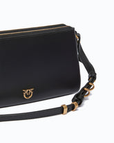 Leather Mini Double Bag with shoulder strap - Black | Pinko