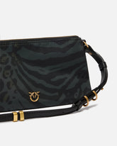 Double Bag Mini small crossbody bag in nylon with animal print - | Pinko