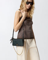Double Bag Mini small crossbody bag in nylon with animal print - | Pinko