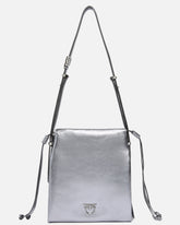 Borsa a spalla Mini Slouchy Bag in suede laminato con logo Love Birds - | Pinko