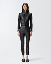 Leather and stretch fabric trousers - | Pinko