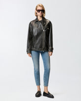 Leather biker-style jacket - | Pinko