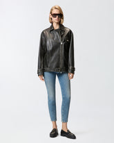 Giacca biker stile chiodo in pelle - | Pinko