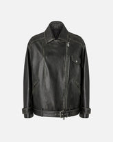 Leather biker-style jacket - | Pinko