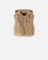 Gilet imbottito effetto pelliccia con cappuccio - | Pinko