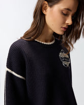 Pullover mit Rundhalsausschnitt und Schmuckstickerei - | Pinko