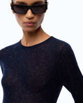 Crew-neck sweater with sequins - Blue | Pinko