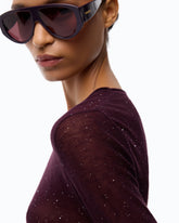 Crew-neck sweater with sequins - Purple | Pinko