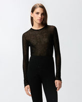 Maglia girocollo con paillettes - Nero | Pinko